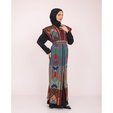 Zaytoon Kolsuzlu Filistinli Dolu Nakışlı Kadın Geniş Abaya Tek Ebatlı C100035