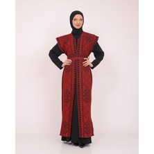 Zaytoon Kolsuzlu Filistinli Dolu Nakışlı Kadın Geniş Abaya Tek Ebatlı C100035