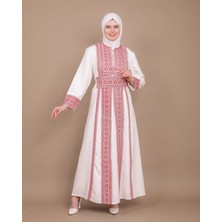 Filistin Geleneksel Geleneksel Nakışlı Kadın Beyaz Elbise C100002