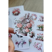 Mona Craftist 2 Sayfa 24 Adet Çiçek Temalı Sticker Çiçek Lale Sakura Kuş Sticker Vintage Sticker