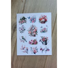 Mona Craftist 2 Sayfa 24 Adet Çiçek Temalı Sticker Çiçek Lale Sakura Kuş Sticker Vintage Sticker
