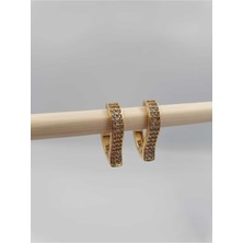 Yugen Concept 925 Ayar Gümüş Zirkon Taş Gold Küpe
