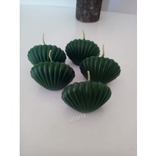 Qosrix 5'li Yeşil Mini Istiridye Deniz Kabuğu  Doğal Kokulu Mum Dekoratif