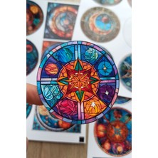 Mona Craftist 20 Adet Vitray Sticker Seti Bullet Journal Laptop Termos Scrapbook Renkli Cam Yuvarlak Kare Sticker