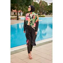 Marina Paraşüt Siyah Tam Kapalı Tesettür Mayo M2423