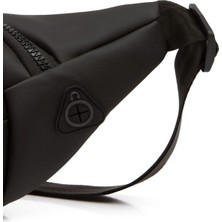 Tuldar Siyah Yumuşak Deri USB Kulaklık Çıkışlı Crossbody Çapraz Göğüs Omuz ve Bel Çantası TUL360