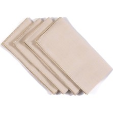 Vanelli Home Bej Sim Overloklu Bej Keten 4'lü Peçete Seti CVICD1C98ALA411001-NT43