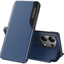 4U Sky Xiaomi Redmi Için Not 13 Pro 4g Kılıf Pu Deri Görünüm Penceresi Halkalı Telefon Kılıfı Kapak-Safir (Yurt Dışından)