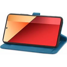 4U Sky Xiaomi Redmi Note 13 Pro 4g Kılıf Fermuarlı Cepli Çiçek Deri Kapak-Mavi (Yurt Dışından)