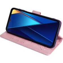 4U Sky Xiaomi Poco C65 4g Anti-Scratch Pu Deri Telefon Kılıfı Baskılı Desen Çevirme Standı Cep Telefonu Kapağı-Gül Altın (Yurt Dışından)