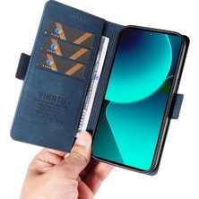 4U Sky Xiaomi 13T Deri Telefon Kılıfı Için Flip Standı Cüzdan Kapağı-Mavi (Yurt Dışından)