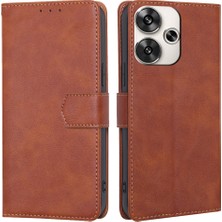 4U Sky Xiaomi Poco F6 5g Kılıf Için Rfıd Engelleme Deri Flip Telefon Kapağı Manyetik Toka-Kahverengi (Yurt Dışından)