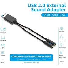 Hobi Mobi USB To 3.5mm Jack Çevirici USB To Kulaklık ve Mikrofon Çevirici Ses Kartlı Notebook Pc Dönüştürücü