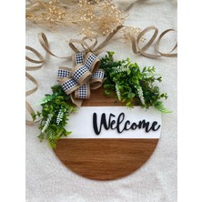 Hobi 55 Kapı Süsü - Dış Kapı Süsü Welcome -Kareli Kapı Önü Aksesuarı Syh.