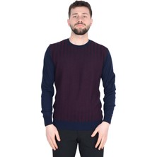 Cengiz Inler Bisiklet Yaka Çizgi Desen Yünlü Erkek Triko Kazak