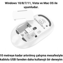 Polham 2.4g Çift Modlu Aerodinamik Sessiz Kablosuz Mouse,  Windosw, Linux, Mac Os Uyumlu Mouse