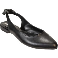 Yaz Kış Ayakkabı Yazkış Kadın Siyah Beyaz Krem Arkası Açık Fiyonklu Düz Babet