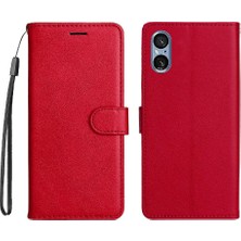 Mays Home1 Kart Yuvası Klasik Düz Renk Yüksek Telefon ile Sony Xperia 5V Için Flip Case (Yurt Dışından)