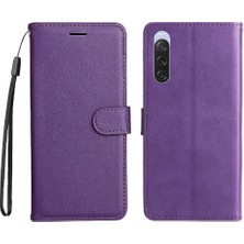 Mays Home Sony Xperia 10V Için Flip Case Yüksek Kalite Deri Klasik Düz Renk (Yurt Dışından)