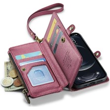 Mays Home Iphone 12 /12 Pro Için Crossbody Durumda Rfid Engelleme Fermuar Faturaları Yuvası Kılıf (Yurt Dışından)