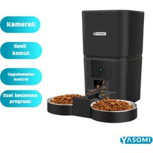 Yasomi Mk6 6lt Kameralı ve Uzaktan Wifi Bağlantılı Çift Paslanmaz Kaseli Kedi ve Köpek Besleyici