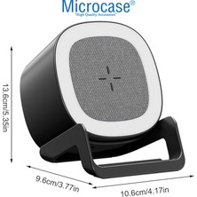 Microcase 4in1 Kablosuz Şarj Bluetooth Hoparlör Telefon Standı LED Lamba 15W -AL4385