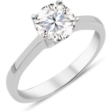 Pigado 925 Ayar Gümüş Tek Taş Zirkon Taşlı Yüzük