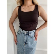 Key Moda Kadın Kare Yaka Atlet Siyah