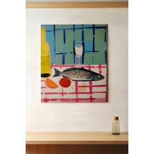 Pegziz Yemek Masası Balık Modern Sanatsal Kanvas Tablo - Salon Oturma Odası Mutfak Ofis Için Duvar Dekoru