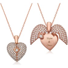 Pigado Kalbimdeki Sır Isim Yazılı Taşlı Kalp Gümüş Kolye Açılır Kapanır