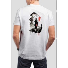 T-35 Samurai Baskılı Beyaz Unisex Tişört C498