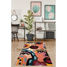 Pelangi Renkli Portre Yıkanabilir Kaymaz Taban Leke Tutmaz Salon Halısı Yolluk