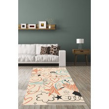 Pelangi Rastgele Desenli Pastel Renkler  Yıkanabilir Kaymaz Taban Leke Tutmaz Salon Halısı Yolluk