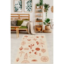 Pelangi Ay Güneş Yıldız Kaktüs Minimalist Stil Yıkanabilir Kaymaz Taban Leke Tutmaz Salon Halısı Yoluk