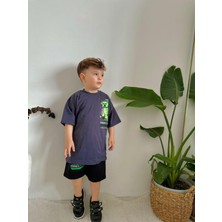 Miniko Kids Erkek Çocuk Mınecraft Desenli Pamuk Şortlu Takım