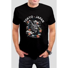 T-35 Tokyo Japan Ejderha Baskılı Siyah Unisex Tişört C536