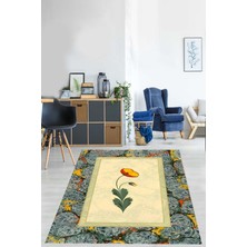 Pelangi Ebru Sanatı Modern Yıkanabilir Kaymaz Taban Leke Tutmaz Salon Halısı