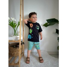 Miniko Kids Erkek Çocuk Mınecraft Desenli Pamuk Şortlu Takım