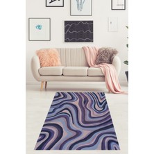 Pelangi Renk Bloklu Dalgalar Desenli Yıkanabilir Kaymaz Taban Leke Tutmaz Salon Halısı Yoluk