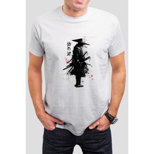 T-35 Savaşçı Samurai Baskılı Beyaz Unisex Tişört C501