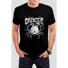 T-35 Cancer Yengeç Burcu Baskılı Siyah Unisextişört C511