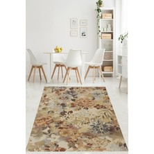 Pelangi Vintage Çiçek Desen Yıkanabilir Kaymaz Taban Leke Tutmaz Salon Halısı
