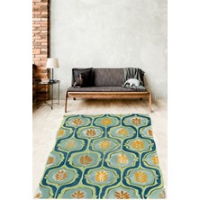 Pelangi Bohem Yaprak Desen  Yıkanabilir Kaymaz Taban Leke Tutmaz Salon Halısı