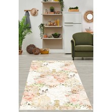 Pelangi Modern Çiçek Desenli  Yıkanabilir Kaymaz Taban Leke Tutmaz Çocuk Odası Halısı