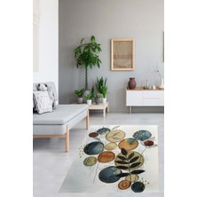 Pelangi Iskandinav Soyut Desenli Yıkanabilir Kaymaz Taban Leke Tutmaz Salon Halısı Yolluk