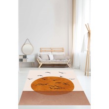 Pelangi Bohem Iskandinav Uçan Kuşlar Geometrik Şekilli Yıkanabilir Kaymaz Taban Leke Tutmaz Salon Halısı Yolluk