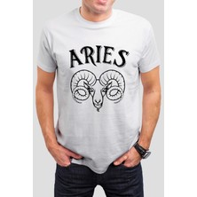 T-35 Aries Koç Burcu Baskılı Siyah Unisex Tişört C519