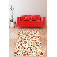 Pelangi Çeşitli Çiçek Serpiştirme Desen Yıkanabilir Kaymaz Taban Leke Tutmaz Salon Halısı Yoluk