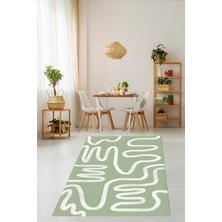 Pelangi Bohem Iskandinav Line Art Çizgili Yıkanabilir Kaymaz Taban Leke Tutmaz Salon Halısı Yoluk