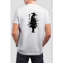 T-35 Savaşçı Samuria Baskılı Beyaz Unisex Tişört C500